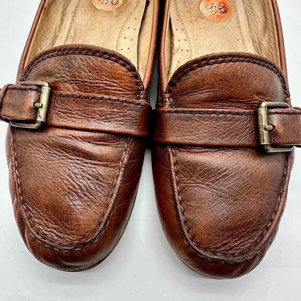 Frye Womens Janet Brown Leather Buckle Driving Moc Toe Loafers Flats Size 8.5 - Picture 2 of 10